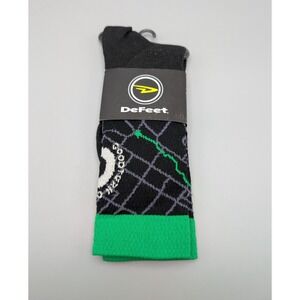 DeFeet Goodturn Cycles Socks Size M Unisex Black/Green Cycling Running